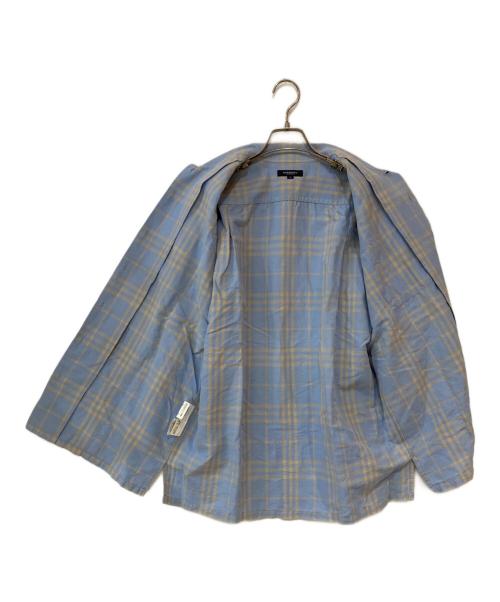 BURBERRY LONDON（バーバリーロンドン）BURBERRY LONDON (バーバリーロンドン) ノバチェックリネン混シャツ ブルー サイズ:Mの古着・服飾アイテム