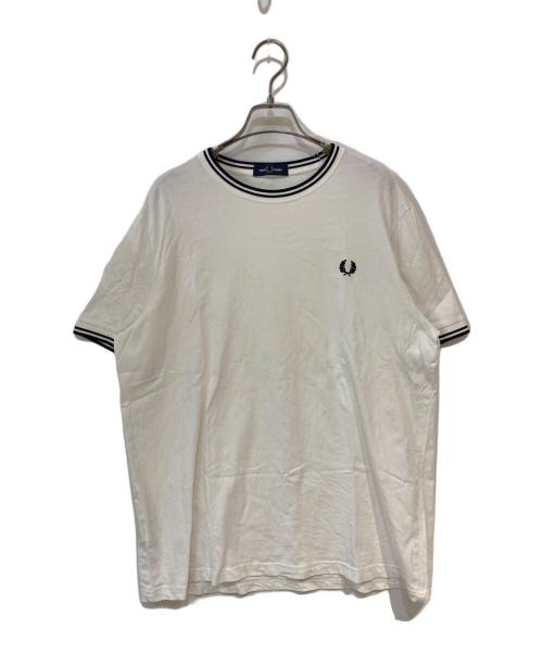 FRED PERRY（フレッドペリー）FRED PERRY (フレッドペリー) SHIPS (シップス) Twin Tipped T-Shirtt ホワイト×ブラック サイズ:Lの古着・服飾アイテム
