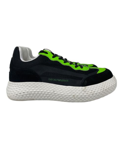 EMPORIO ARMANI（エンポリオアルマーニ）EMPORIO ARMANI (エンポリオアルマーニ) Low-Top Lace-Up Sneakers ブラック サイズ: US9の古着・服飾アイテム