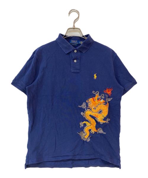 POLO RALPH LAUREN（ポロ・ラルフローレン）POLO RALPH LAUREN (ポロ・ラルフローレン) CUSTOM SLIM FIT NEW YEAR EMBROIDERED ポロシャツ ネイビー サイズ:Mの古着・服飾アイテム