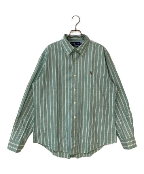 RALPH LAUREN（ラルフローレン）RALPH LAUREN (ラルフローレン) CUSTOM FIT ボタンダウンストライプシャツ グリーン サイズ:LLの古着・服飾アイテム