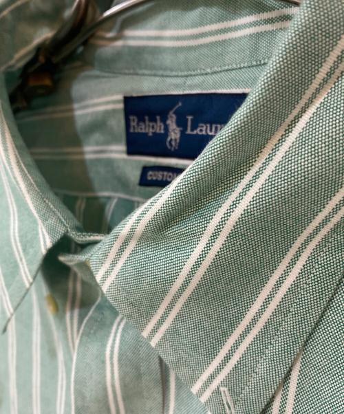 RALPH LAUREN（ラルフローレン）RALPH LAUREN (ラルフローレン) CUSTOM FIT ボタンダウンストライプシャツ グリーン サイズ:LLの古着・服飾アイテム