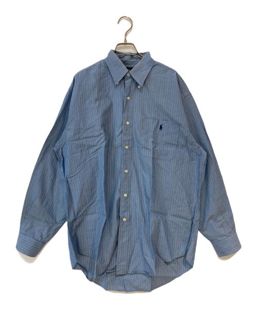 RALPH LAUREN（ラルフローレン）RALPH LAUREN (ラルフローレン) EVERETT ポニー刺繍ストライプシャツ ブルー サイズ:Mの古着・服飾アイテム
