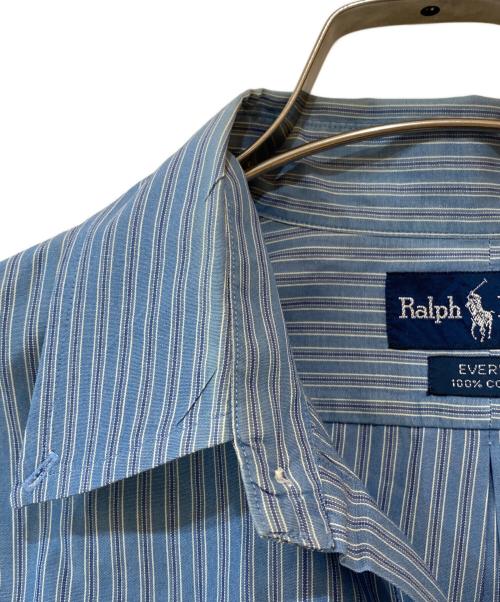 RALPH LAUREN（ラルフローレン）RALPH LAUREN (ラルフローレン) EVERETT ポニー刺繍ストライプシャツ ブルー サイズ:Mの古着・服飾アイテム