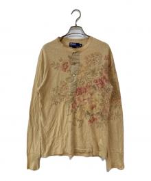 POLO RALPH LAUREN（ポロ・ラルフローレン）の古着「花柄ヘンリーネックカットソー」｜ベージュ