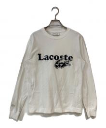 LACOSTE（ラコステ）の古着「鹿の子オーバーサイズプリント ロングスリーブTシャツ」｜ホワイト