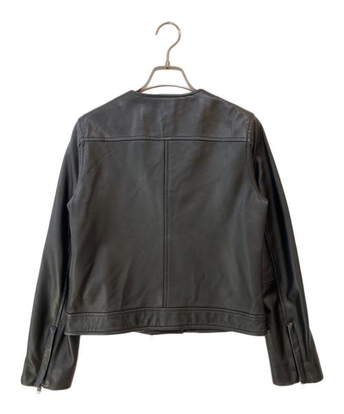 green label relaxing（グリーンレーベルリラクシング）green label relaxing (グリーンレーベルリラクシング) SHEEP レザー ノーカラー ジャケット ブラック サイズ:38の古着・服飾アイテム