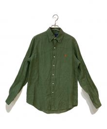 RALPH LAUREN（ラルフローレン）の古着「リネンボタンダウンシャツ」｜グリーン