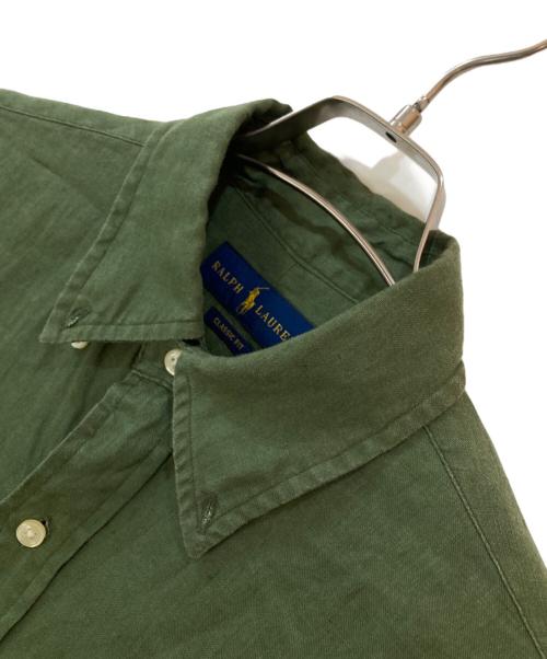 RALPH LAUREN（ラルフローレン）RALPH LAUREN (ラルフローレン) リネンボタンダウンシャツ グリーン サイズ:Ｓの古着・服飾アイテム