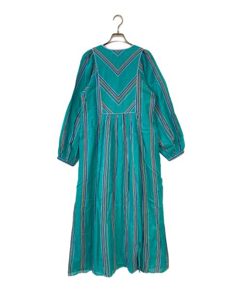 ne quittez pas（ヌキテパ）ne quittez pas (ヌキテパ) COTTON VOILE STRIPE DRESS グリーン サイズ:M 未使用品の古着・服飾アイテム
