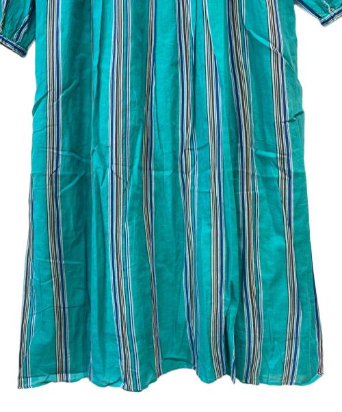ne quittez pas（ヌキテパ）ne quittez pas (ヌキテパ) COTTON VOILE STRIPE DRESS グリーン サイズ:M 未使用品の古着・服飾アイテム