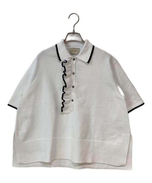 UNITED ARROWS（ユナイテッドアローズ）UNITED ARROWS (ユナイテッドアローズ) ミニマルフリル ポロ襟ニット ホワイト サイズ:なしの古着・服飾アイテム
