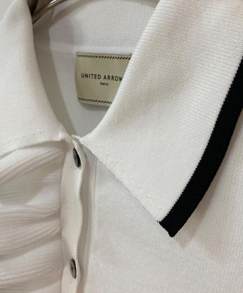 UNITED ARROWS（ユナイテッドアローズ）UNITED ARROWS (ユナイテッドアローズ) ミニマルフリル ポロ襟ニット ホワイト サイズ:なしの古着・服飾アイテム