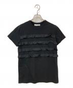 BORDERS at BALCONYボーダーズアットバルコニー）の古着「サブリナ フリルTシャツ」｜ブラック