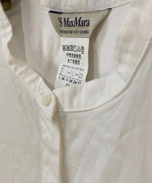 'S Max Mara（エスマックスマーラ）'S Max Mara (エスマックスマーラ) フリル袖ノーカラーブラウス ホワイト サイズ:36の古着・服飾アイテム
