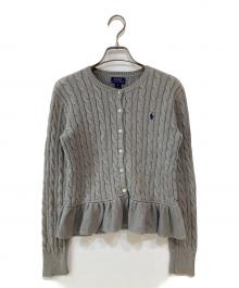 POLO RALPH LAUREN（ポロ・ラルフローレン）の古着「ケーブルニットコットンペプラムカーディガン」｜グレー