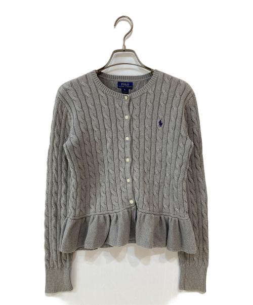 POLO RALPH LAUREN（ポロ・ラルフローレン）POLO RALPH LAUREN (ポロ・ラルフローレン) ケーブルニットコットンペプラムカーディガン グレー サイズ:XLの古着・服飾アイテム