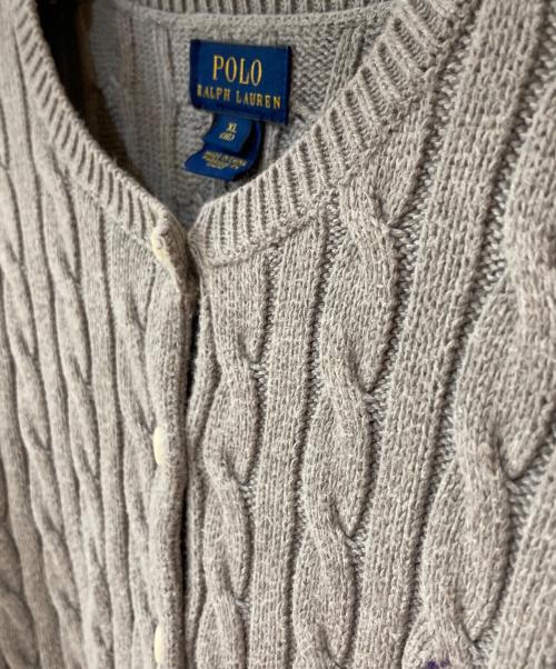 POLO RALPH LAUREN（ポロ・ラルフローレン）POLO RALPH LAUREN (ポロ・ラルフローレン) ケーブルニットコットンペプラムカーディガン グレー サイズ:XLの古着・服飾アイテム