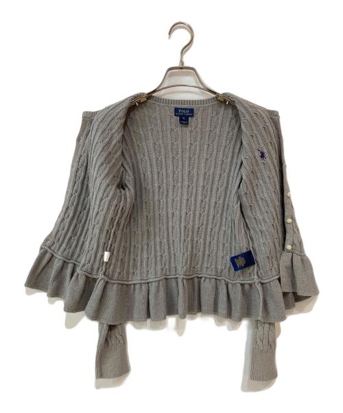 POLO RALPH LAUREN（ポロ・ラルフローレン）POLO RALPH LAUREN (ポロ・ラルフローレン) ケーブルニットコットンペプラムカーディガン グレー サイズ:XLの古着・服飾アイテム