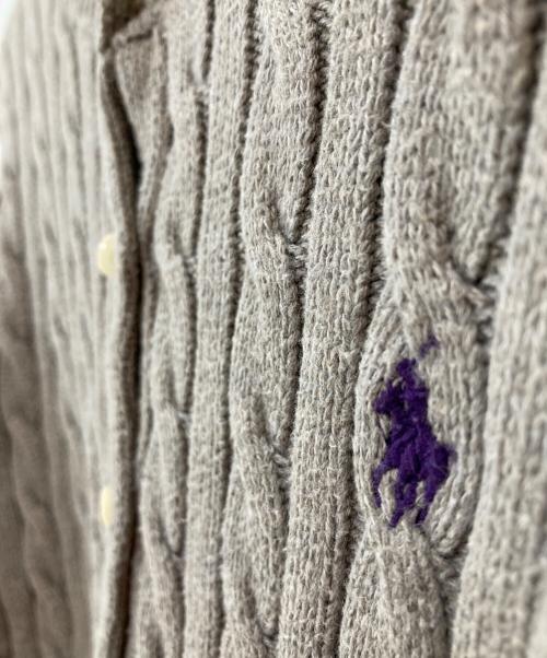 POLO RALPH LAUREN（ポロ・ラルフローレン）POLO RALPH LAUREN (ポロ・ラルフローレン) ケーブルニットコットンペプラムカーディガン グレー サイズ:XLの古着・服飾アイテム