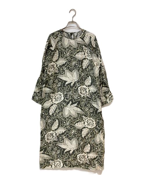 SOULEIADO（ソレイアード）SOULEIADO (ソレイアード) レーヨンプリント クルーネックワンピース グリーン サイズ:36の古着・服飾アイテム