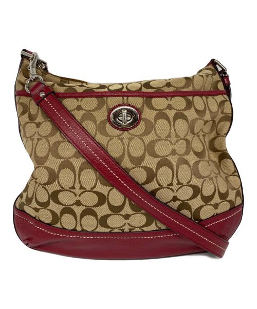 COACH（コーチ）COACH (コーチ) ターンロックシグネチャーショルダーバッグ ベージュの古着・服飾アイテム
