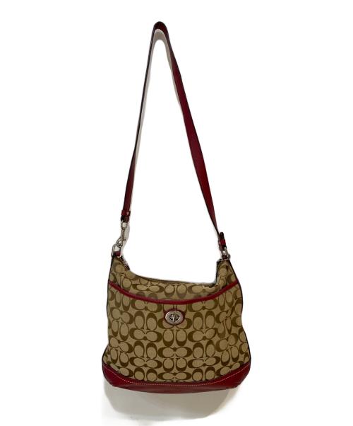 COACH（コーチ）COACH (コーチ) ターンロックシグネチャーショルダーバッグ ベージュの古着・服飾アイテム