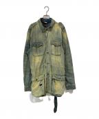 POLO RALPH LAURENポロ・ラルフローレン）の古着「Loose Denim Safari Jacket ダメージ加工デニムサファリジャケット」｜インディゴ