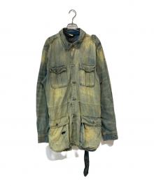 POLO RALPH LAUREN（ポロ・ラルフローレン）の古着「Loose Denim Safari Jacket ダメージ加工デニムサファリジャケット」｜インディゴ