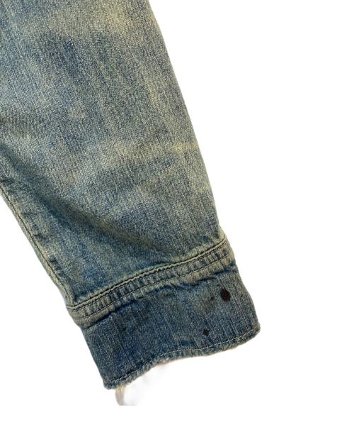 POLO RALPH LAUREN（ポロ・ラルフローレン）POLO RALPH LAUREN (ポロ・ラルフローレン) Loose Denim Safari Jacket ダメージ加工デニムサファリジャケット インディゴ サイズ:Lの古着・服飾アイテム