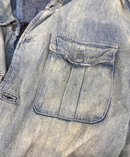 POLO RALPH LAUREN（ポロ・ラルフローレン）POLO RALPH LAUREN (ポロ・ラルフローレン) Loose Denim Safari Jacket ダメージ加工デニムサファリジャケット インディゴ サイズ:Lの古着・服飾アイテム