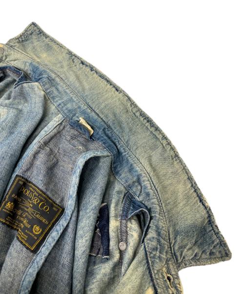 POLO RALPH LAUREN（ポロ・ラルフローレン）POLO RALPH LAUREN (ポロ・ラルフローレン) Loose Denim Safari Jacket ダメージ加工デニムサファリジャケット インディゴ サイズ:Lの古着・服飾アイテム