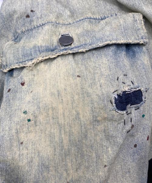 POLO RALPH LAUREN（ポロ・ラルフローレン）POLO RALPH LAUREN (ポロ・ラルフローレン) Loose Denim Safari Jacket ダメージ加工デニムサファリジャケット インディゴ サイズ:Lの古着・服飾アイテム