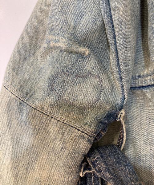 POLO RALPH LAUREN（ポロ・ラルフローレン）POLO RALPH LAUREN (ポロ・ラルフローレン) Loose Denim Safari Jacket ダメージ加工デニムサファリジャケット インディゴ サイズ:Lの古着・服飾アイテム