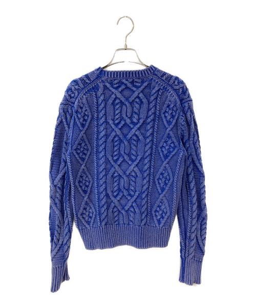 POLO RALPH LAUREN（ポロ・ラルフローレン）POLO RALPH LAUREN (ポロ・ラルフローレン) ウオッシュ加工 アランケーブルPロゴニット ブルー サイズ:Sの古着・服飾アイテム