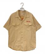 SUGAR CANEシュガーケーン）の古着「COKE STRIPE WORK SHIRT with EMBROIDERED」｜ベージュ