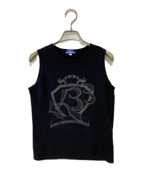 BURBERRY BLUE LABEL（バーバリー ブルー レーベル）BURBERRY BLUE LABEL (バーバリー ブルー レーベル) ラインストーンニットベスト ブラック サイズ:38の古着・服飾アイテム