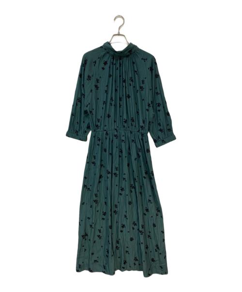 UNTITLED（アンタイトル）UNTITLED (アンタイトル) フロッキープリント ハイネックワンピース グリーン サイズ:M 未使用品の古着・服飾アイテム