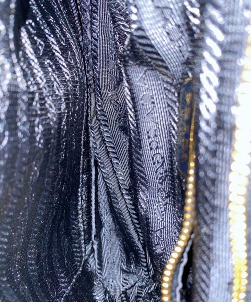 PRADA（プラダ）PRADA (プラダ) TESSUTO＋SAFFIAN チェーンショルダーバッグ ネイビーの古着・服飾アイテム