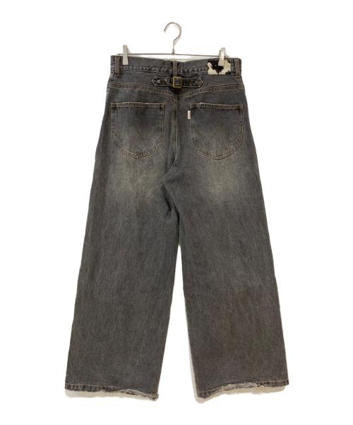 BADWAY（バッドウェイ）BADWAY (バッドウェイ) ハラコパッチ スタッズデニムパンツ グレー サイズ:Lの古着・服飾アイテム