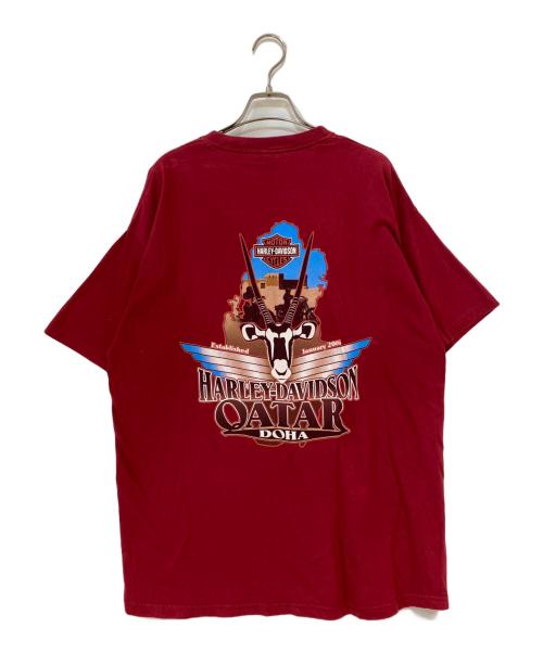 HARLEY-DAVIDSON（ハーレーダビッドソン）HARLEY-DAVIDSON (ハーレーダビッドソン) QATAR DOHA プリントTシャツ レッド サイズ:XLの古着・服飾アイテム