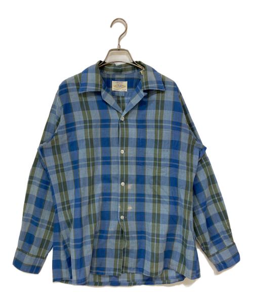 ARROW（アロー）ARROW (アロー) 60-70s USA製 ヴィンテージチェックシャツ ブルー サイズ:Mの古着・服飾アイテム