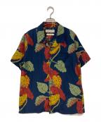 REMI RELIEF×BEAMS PLUSレミレリーフ×ビームスプラス）の古着「別注カットジャガードアロハシャツ」｜ネイビー