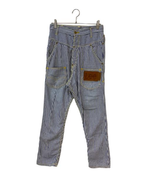 LEE（リー）LEE (リー) mercibeaucoup (メルシーボークー) ストライプ サルエルデニムパンツ ホワイト×ブルー サイズ:Mの古着・服飾アイテム