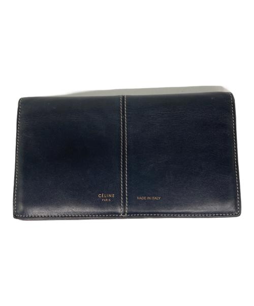 CELINE（セリーヌ）CELINE (セリーヌ) ステッチデザイン ロングウォレット ネイビーの古着・服飾アイテム