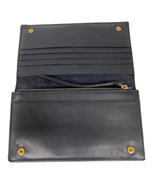 CELINE（セリーヌ）CELINE (セリーヌ) ステッチデザイン ロングウォレット ネイビーの古着・服飾アイテム