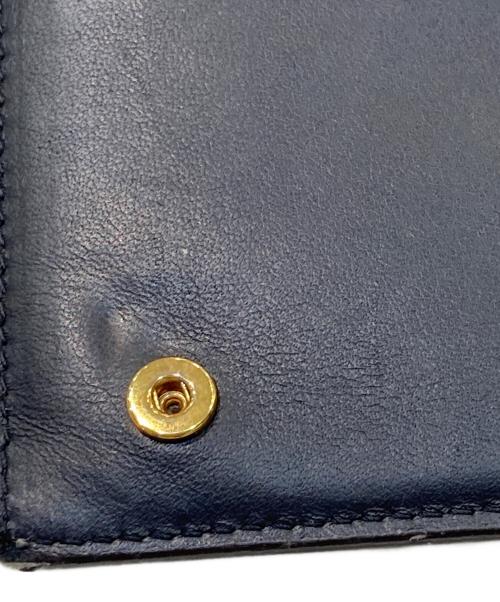 CELINE（セリーヌ）CELINE (セリーヌ) ステッチデザイン ロングウォレット ネイビーの古着・服飾アイテム