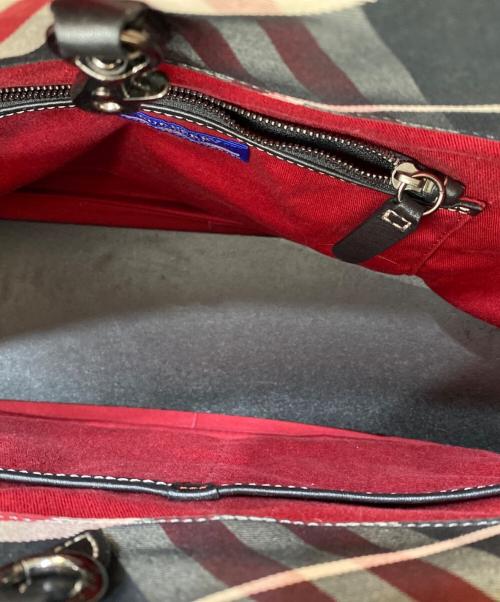 BURBERRY BLUE LABEL（バーバリー ブルー レーベル）BURBERRY BLUE LABEL (バーバリー ブルー レーベル) ノバチェックトートバッグ レッドの古着・服飾アイテム