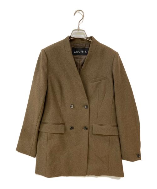 LOUNIE（ルーニー）LOUNIE (ルーニー) ダブルノーカラージャケット ブラウン サイズ:38の古着・服飾アイテム