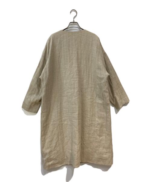 BEARDSLEY（ビアズリー）BEARDSLEY (ビアズリー) リネンウール羽織 / ノーカラーコート アイボリー サイズ:Freeの古着・服飾アイテム